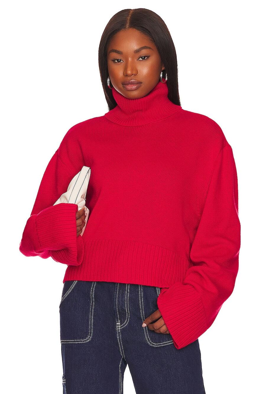 L'Academie Leal Back Slit Turtleneck Red S